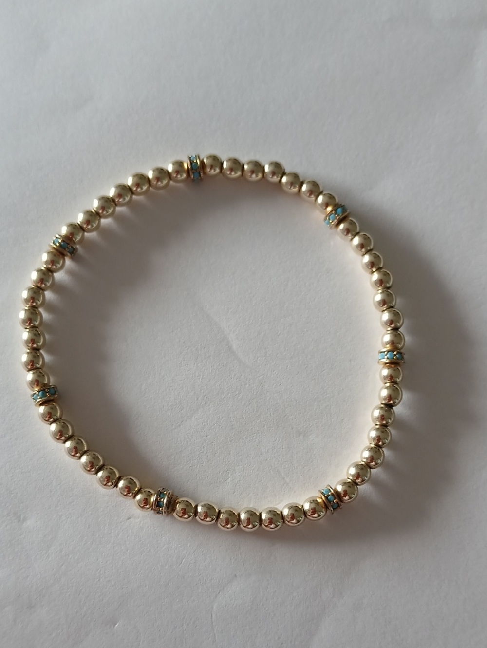 Gold Filled Brass Nontarnishing Beaded Bracelet with Turquoise Accents